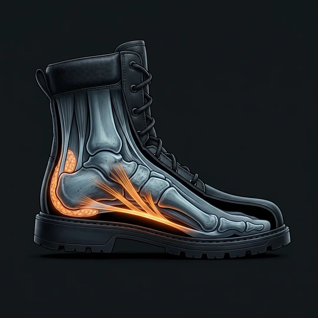 Overpronation foot alignment inside work boot